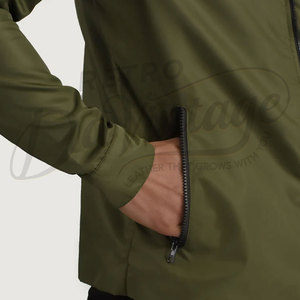 Mens Olive Green Lightweight Windbreaker <b>Jacket</b> with Hood <b>Slim</b> <b>Fit</b> Water Resistant Outdoor Softshell Casual Sporty Coat - Product Image 6
