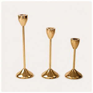 Juego de 3 Portavelas Cónicos de Metal Dorado, Elegantes y Minimalistas, para Centro de Mesa de Boda, Decoración Moderna para el Hogar - Product Image 3