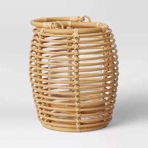 Portavelas de bambú de mimbre de estilo nórdico simple, hecho a mano con cilindro de vidrio, decoración del hogar - Product Image 3