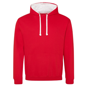 <b>Men's</b> <b>Red</b> Hooded <b>Sweatshirt</b> Regular Fit Cotton French Terry Casual Autumn Wear Pocket Design White Lining - Product Image 2