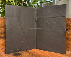 Nouvelle couverture de bloc-notes en cuir usiné à la main A4 avec organisateur de documents pour hommes et femmes portefeuille en peau de vache personnalisé avec boucle à stylo - Product Image 6