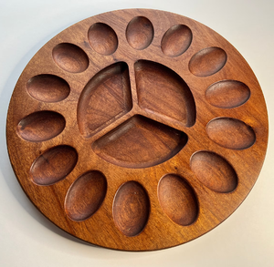 Bandeja de madera maciza para huevos, 12 compartimentos, plato para servir huevos rellenos, organizador de vajilla, uso manual - Product Image 1