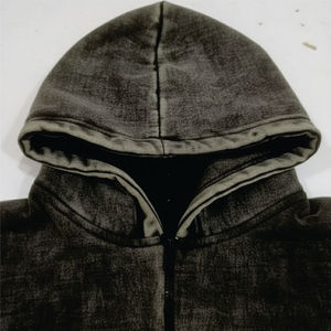 Sweat à capuche zippé OEM noir délavé à l'acide pour homme et femme – Veste stylée et décontractée – Prix bas – Polyester/Coton - Product Image 4