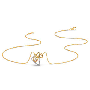 Collar de diamantes florales triangulares en capas con marcos geométricos entrelazados y elegante diseño central de flor - Product Image 2