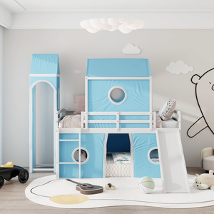Cama alta individual con tienda de campaña rosa y tobogán azul, cama infantil con características únicas (SKU ANTIGUO WF532001AAC) - Product Image 2