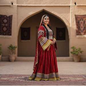 บริการ OEM ชุดเดรสยาวแบบอัฟกานิสถานโบราณ แต่งลูกไม้ ทรงเอไลน์ 3 ชิ้น ชุดกางเกงขายาว ซิปแบบเรียบ กระดุมพู่ห้อยเหรียญโบราณ - Product Image 2