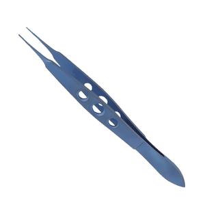 Pinzas Corneales McPherson Rectas de 0.4 mm, 1x2 Dientes, Plataforma de Ligadura de 5 mm, 11 cm, Titanio, Manuales, Reutilizables, para Microcirugía Oftálmica - Product Image 1