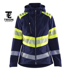 Veste de travail haute visibilité pour hommes, best-seller, en softshell, avec bandes réfléchissantes, manches longues, fermeture éclair, pour adultes. - Product Image 2