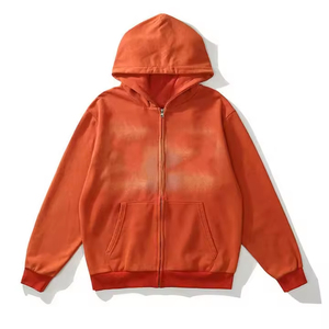 Sweat à capuche oversize tie-dye zippé en molleton français de haute qualité – Style streetwear décontracté - Product Image 5