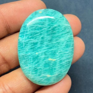 Amazonita de MAHNAJ GEMS, Gema Natural de Amazonita, Corte Ovalado, Cabujón Pulido, Gema Suelta con Reverso Plano para Joyería - Product Image 1
