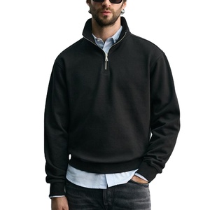 Sweat-shirt pour homme à demi-zip en polaire, pull à quart de zip, coupe courte, tissus de qualité supérieure, respirabilité, chaleur, 100% coton - Product Image 1