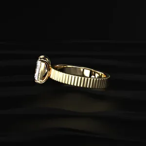 Radiant Cut Ridged Labgrown Diamond Band IGI Certified Dual Tone Engagement <b>Ring</b> for Men Buy Direct From <b>Indian</b> Trusted Supplier - Product Image 4