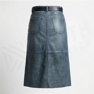 Falda lápiz vaquera para mujer, hasta la rodilla, rasgada, lavada a la piedra, estilo casual, cintura regular - Product Image 2