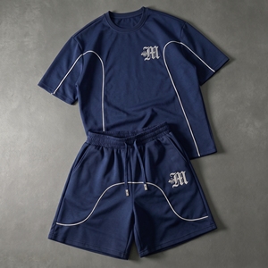 OEM Manufacturer's Custom <b>Men's</b> T Shirt and Shorts 2-Piece Set <b>Summer</b> Casual Logo Printed Clothing Customized Logo Printing - Product Image 3