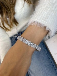 925 Sterling Silver Lab Grown Diamond Cuban Link <b>Bracelet</b> E Color VVS Iced Out Luxury <b>Adjustable</b> Women's Jewelry - Product Image 2