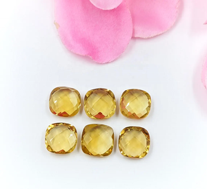 Pierre précieuse citrine naturelle AAA, jaune, taille coussin, facettée, 10*10 mm, pierre de citrine pour la création de bijoux - Product Image 1
