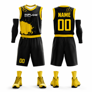 Conjunto de Uniforme de Baloncesto - Nombre y Número Personalizados, 100% Poliéster, Secado Rápido, Transpirable, Camisetas de Equipo con Impresión por Transferencia de Calor - Product Image 1