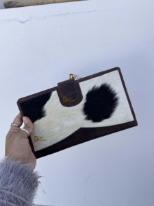 Cartera de cuero de vaca de gran tamaño para mujer, monedero de cuero auténtico, tarjetero, Occidental, al por mayor, cartera oculta para el pelo - Product Image 3