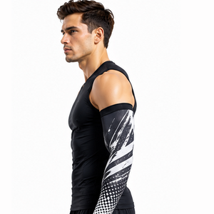 Custom <b>Compression</b> <b>Arm</b> <b>Sleeves</b> Men Sports Gym Running Training Breathable Stretch Quick Dry UPF50+ UV Protection Athletic - Product Image 3