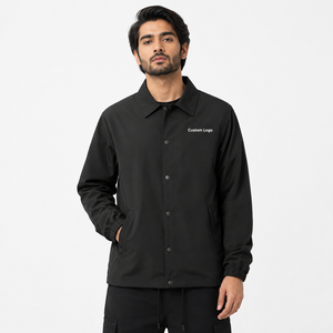Chaqueta Clásica Estilo Coach, Ligera, Resistente al Agua, Cierre Completo con Botones a Presión, Dobladillo Ajustable, Corte Cómodo y Relajado, Estilo Casual - Product Image 1