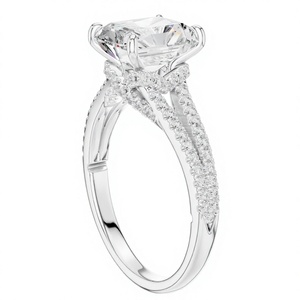 Elegante Anillo de Diamantes con Banda de Plata y Oro para Mujer, Joyería de Lujo para Compromiso y Boda, Regalo para Ella - Product Image 4