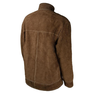 Premium Quality Unisex Heavy Duty Cowhide Split Leather Welding <b>Jacket</b> Flame-Resistant Reflective Safety Coat Heat Tolerant - Product Image 4