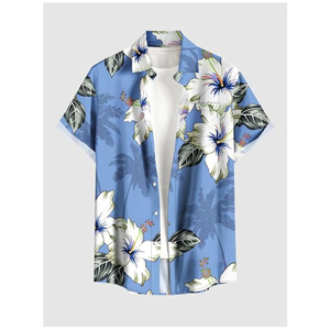 Ensemble Coordonné de Vêtements de Plage pour Couples à Imprimé Botanique Hibiscus Tropical – Chemise Aloha Homme Assortie avec Short et Femme - Product Image 4