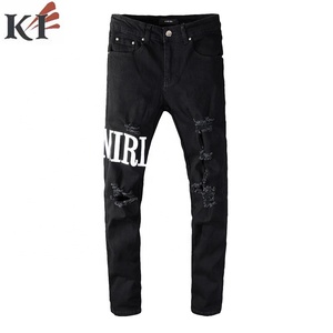 Vaqueros de mezclilla para hombre con dobladillo lavado, índigo de alta calidad, precio mayorista para pequeñas cantidades, estilo avant-garde-hip-hop, streetwear elástico - Product Image 4