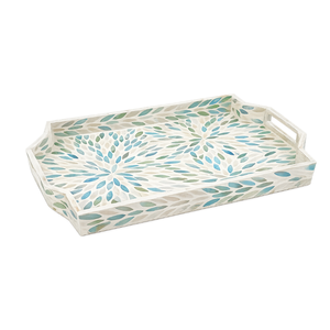 Plateau de service de luxe poli avec incrustation de nacre, fait main, durable, pour rangement de table - Product Image 2