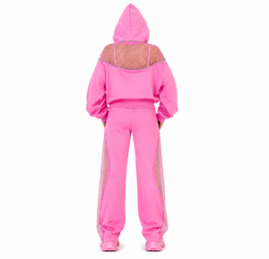 Conjunto de Sudadera Larga con Paneles de Malla y Pedrería para Invierno, Ropa Deportiva Premium para Mujer, Fabricante OEM ODM 100% - Product Image 1