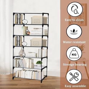 Étagère modulaire autoportante en métal à 6 niveaux moderne pour la maison, le bureau et le salon - Product Image 5