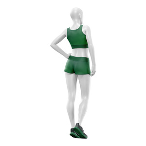 Adjustable Strap Scoop Neck <b>Crop</b> <b>Top</b> Shorts Yoga Set Four Way Stretch Breathable Eco Friendly Quick Dry Anti Bacterial Set - Product Image 2