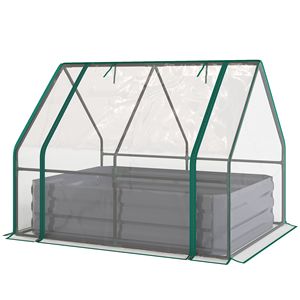 Jardinera Elevada Galvanizada Ecológica de 4 x 3 x 3 pies con Mini Invernadero y Cubierta Transparente y Gris Oscuro - Product Image 1