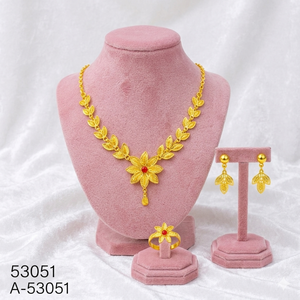 Rhodium Plated Alloy Zircon Flower Design Choker Necklace Set Link Chain Matching Earrings Ring Trendy Indian Wedding Party - Product Image 4