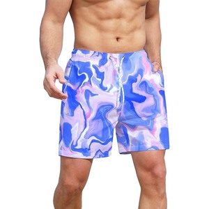 Pantalones cortos de tela suave con efecto tie-dye en rosa para hombre, pantalones cortos de corte relajado para uso diario - Product Image 6