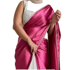 Lancement d'un nouveau beau sari articulé bicolore avec une bordure en dentelle omise pour la vente en ligne des femmes - Product Image 1