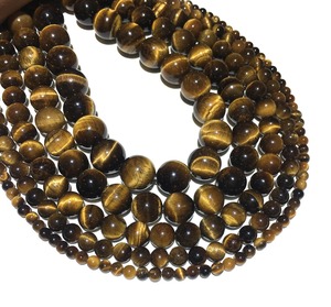 Collar de Cuentas de Piedra Ojo de Tigre Natural, Pulido a Mano, Certificado por Terceros, Modelo N 10 para Joyería - Product Image 2