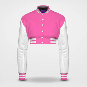OEM Wholesale Custom Crop Varsity <b>Jackets</b> for <b>Women</b> Wool Sleeves Woolen Crop Letterman <b>Jackets</b> Cropped Baseball <b>Jackets</b> Ladies - Product Image 3