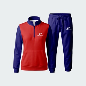 Conjunto Deportivo de Mujer de Primera Calidad, 100% Algodón, Invernal, Casual, con Patrón Sólido, Cierre de Cremallera de un Cuarto, Talla Grande - Product Image 6