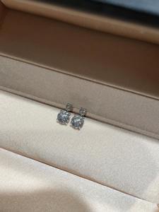 Boucles d'oreilles pendantes à deux pierres en diamant cultivé en laboratoire, or blanc 14 carats, boucles d'oreilles minimalistes en diamant pour femmes, bijoux fins - Product Image 4