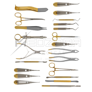 Kit de Cirugía Oral Dental Manual de 22 Piezas, Pinzas de Extracción de Dientes del Siso con Mango Dorado, Acero Inoxidable Alemán, Ligeras y Reutilizables - Product Image 2