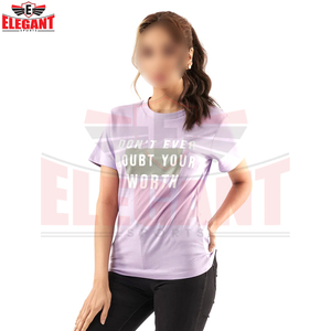 Wholesale Price Blue And <b>White</b> Color Contrast OEM Service Hand Made Adult Wear Women's Regular Fit Printed Cotton <b>T</b>-<b>Shirts</b> - Product Image 2