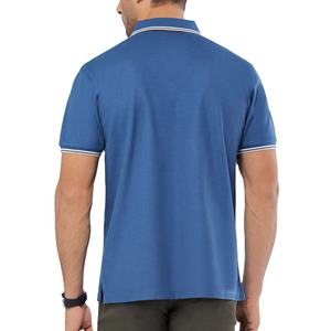 Polo homme à manches courtes, couleur unie, coupe classique, détail de bordure contrastée, 100% coton, col polo, confortable - Product Image 3