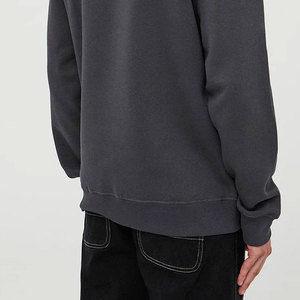 Sweat-shirt à col rond pour homme, couleur unie, coton, coupe classique, décontracté, pour l'automne, gris foncé - Product Image 4