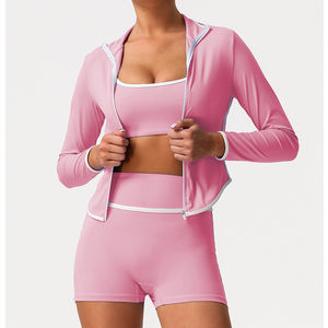 Ensemble de yoga 3 pièces pour femmes grandes tailles, couleur unie, leggings de sport à compression abdominale haute élasticité - Product Image 5