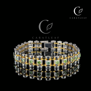 Pulsera de tenis de lujo chapada en oro de 18k con diamantes verdes cultivados en laboratorio, joyería fina personalizada para mujer - Product Image 1