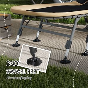 Deluxe Cream Folding Cot 400LBS Capacity Adjustable <b>Backrest</b> with Padded Cushion for Camping Lounger - Product Image 6