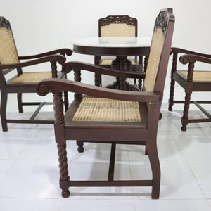 Ensemble de table à manger ronde moderne avec chaises de restaurant en bois et dossier en corde pour salles à manger d'hôtels et de cafés - Product Image 2