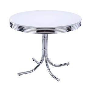 <b>White</b> and Chrome <b>Round</b> <b>Dining</b> <b>Table</b> - Product Image 2