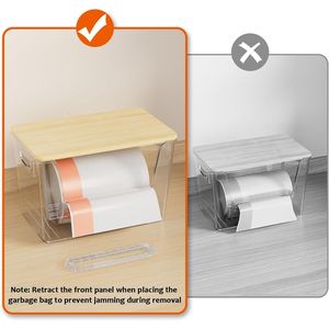 2 Ensembles Distributeurs de Sacs Poubelles en Bambou pour Rangement Sous Évier, Organisateur de Garde-Manger pour Sacs Poubelles de 4 à 13 Gallons, Bacs et Boîtes de Rangement en Plastique - Product Image 5